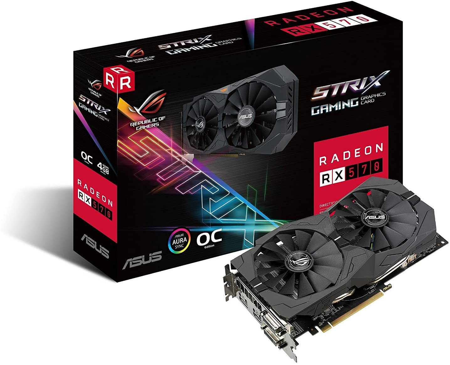 Amazon.com: ASUS ROG Strix Radeon Rx 570 O4G Gaming OC Edition GDDR5 DP  HDMI DVI VR Ready AMD Graphics Card (ROG-STRIX-RX570-O4G-GAMING) :  Electronics
