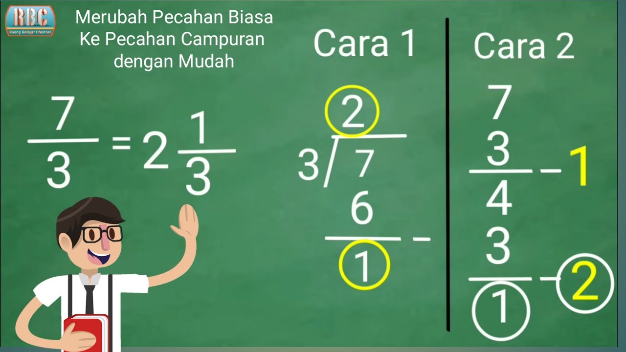 Cara Merubah Pecahan Biasa Menjadi Pecahan Campuran dengan Mudah - YouTube